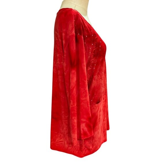 Only Nine Woman Knit Top Blouse Sz 2X Orange Sequins Stretch Pullover 3/4 Sleeve - Picture 4 of 8